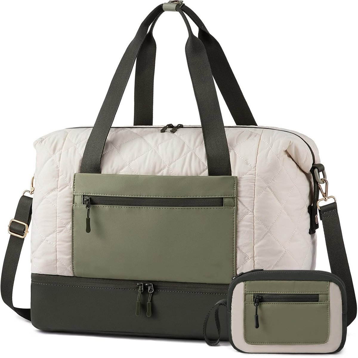 Redefine Mom's On-The-Go: The Ultimate Wholesale Double Layer Diaper Bag (2025 Innovations) 7 green cream tote bag 1 6