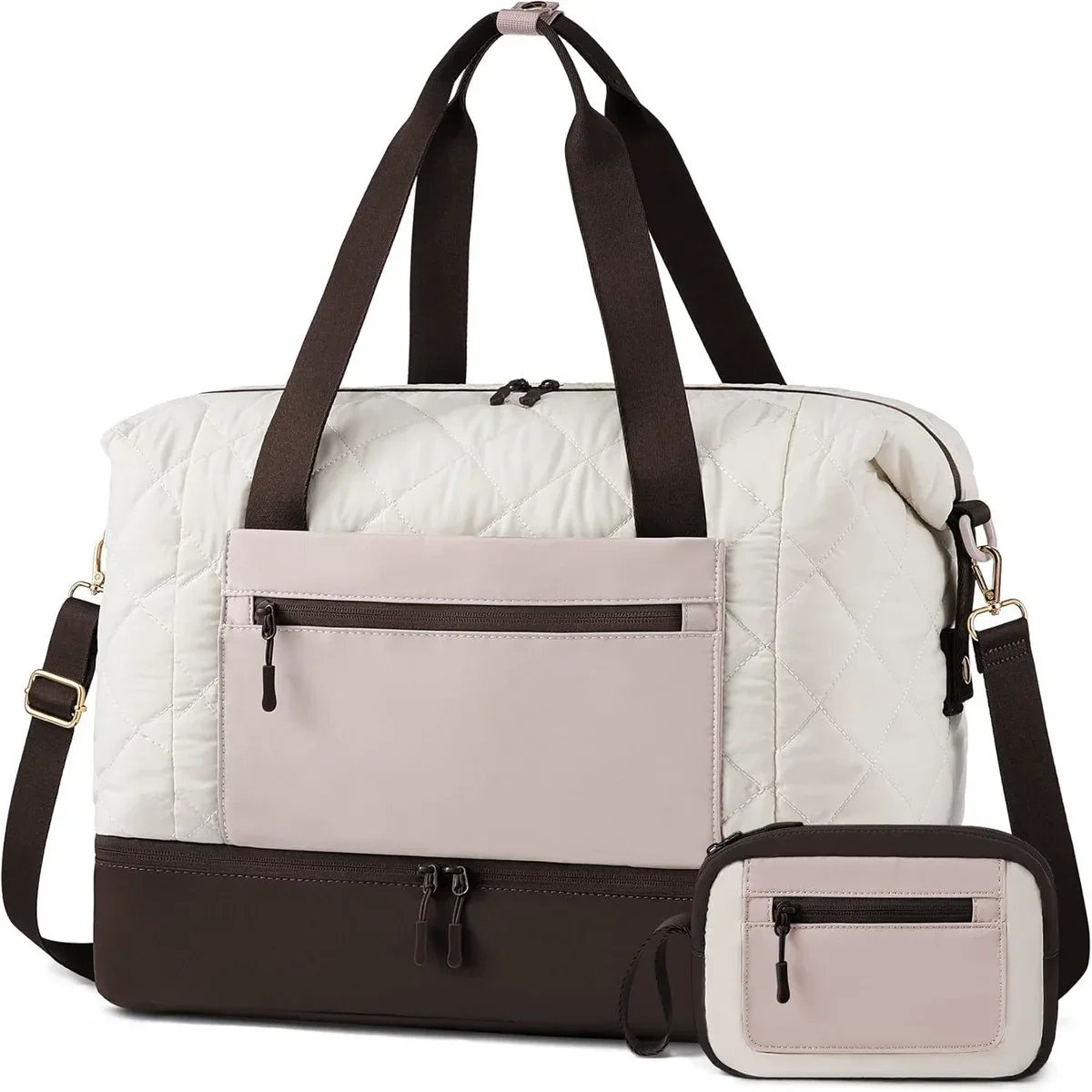 Redefine Mom's On-The-Go: The Ultimate Wholesale Double Layer Diaper Bag (2025 Innovations) 9 pink cream tote bag.jpg 8