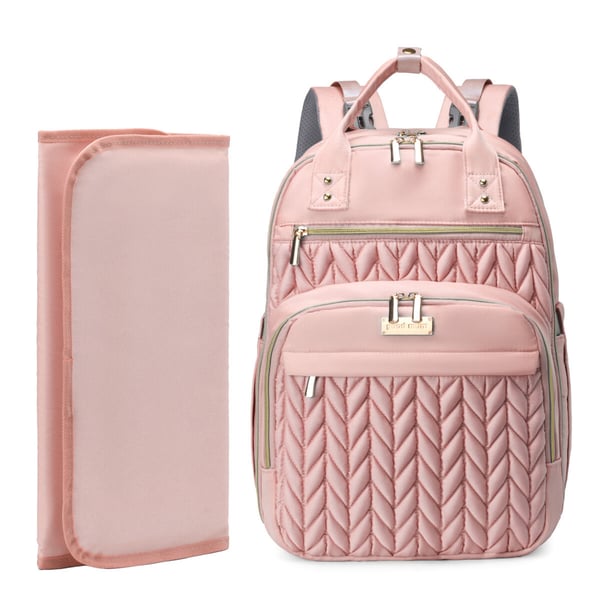 waterproof quilted nappy bag backpack with portable changing pad - Image 10