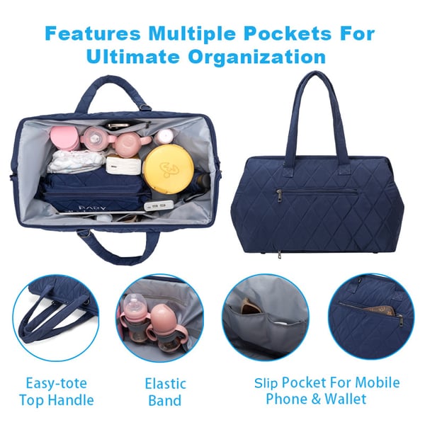 Wholesale Light colored Diaper Bag 5PCS Embroidered Baby Bag - Image 7