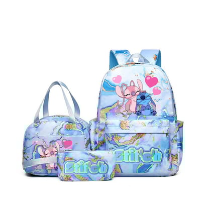 school bag set with stitch print