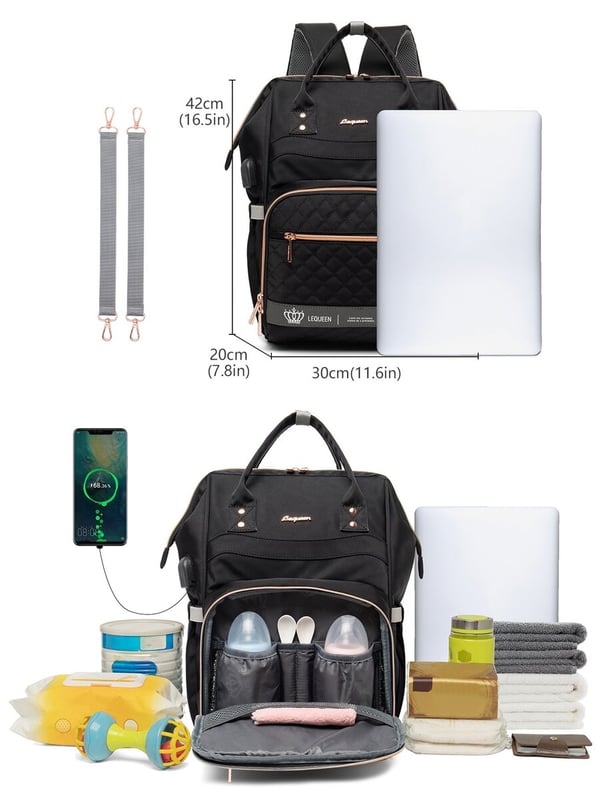 Lequeen Brand New Diaper Bag Backpack with USB Charging Port - Image 6