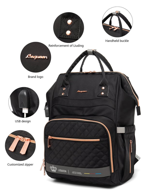 Lequeen Brand New Diaper Bag Backpack with USB Charging Port - Image 7