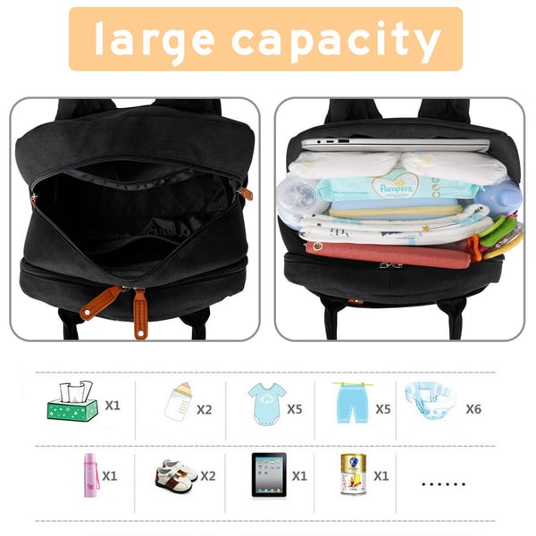 Wholesale Dark Color Dad Nappy Bag with Laptop Compartment - Image 6
