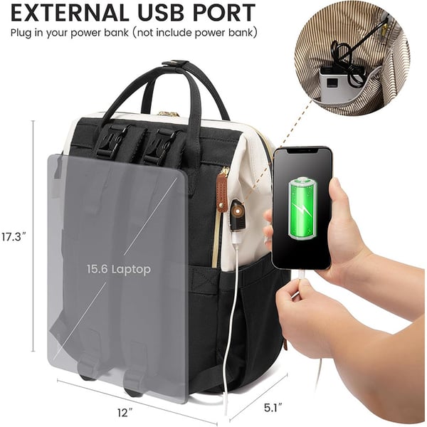 Customized Patchwork Diaper Bags Laptop Backpack for Moms - Image 9