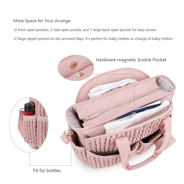 2025 New Quilted Diaper Bag Waterproof Diaper Bag Tote Purse - Image 6