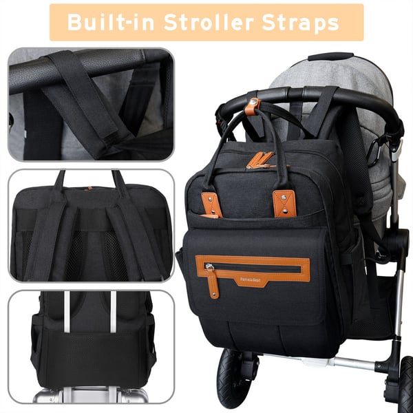 Wholesale Dark Color Dad Nappy Bag with Laptop Compartment - Image 8
