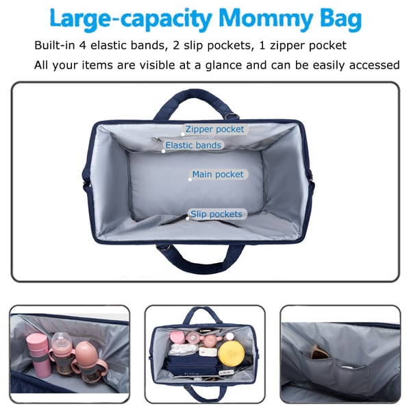 Wholesale Light colored Diaper Bag 5PCS Embroidered Baby Bag - Image 6