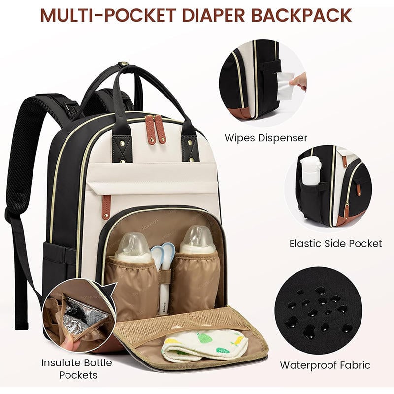 Customize patchwork diaper bags for dad Oxford dad nappy bag W changing pad 14 front side of diaper bag 2