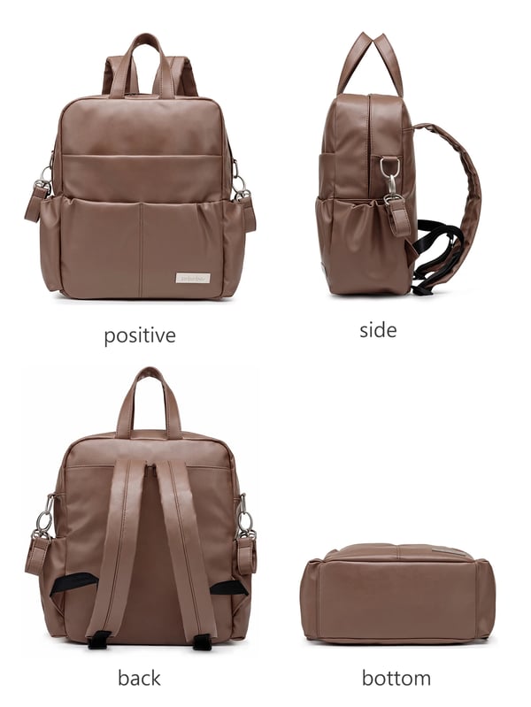 Custom Soboba PU Leather Diaper Bag Large Capacity Multi-functional Waterproof Diaper Backpack - Image 7