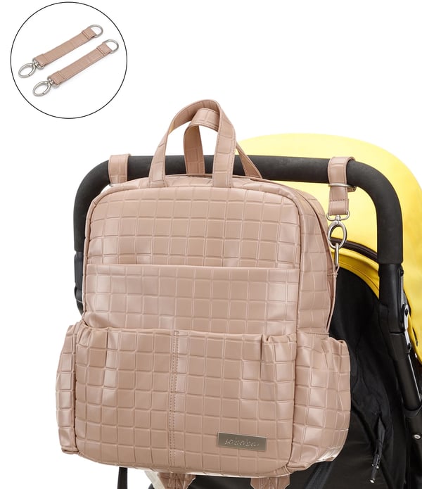 Custom Soboba PU Leather Diaper Bag Large Capacity Multi-functional Waterproof Diaper Backpack - Image 6