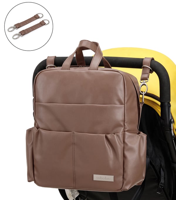 Custom Soboba PU Leather Diaper Bag Large Capacity Multi-functional Waterproof Diaper Backpack - Image 4