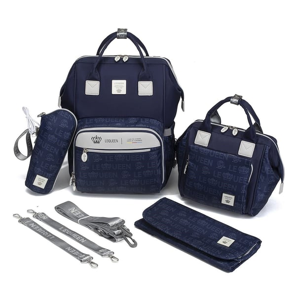 Custom LEQUEEN Twill Diaper Bag for Baby Essentials with Stylish Crown - print Design - Image 4
