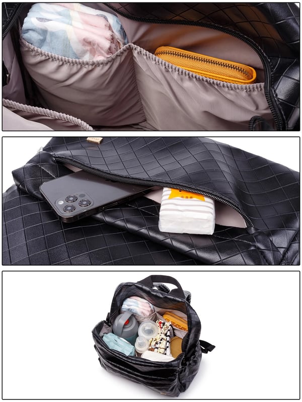 Custom Soboba PU Leather Nappy Bag Solid Fashion Baby Backpack - Image 7