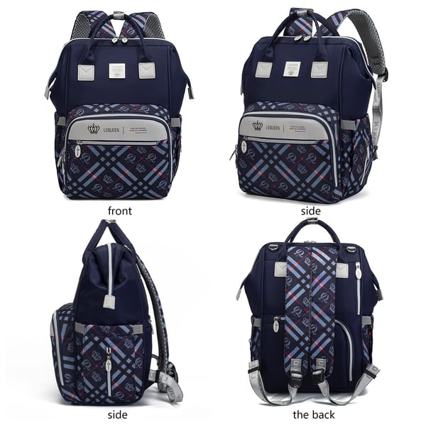 Custom LEQUEEN Twill Diaper Bag for Baby Essentials with Stylish Crown - print Design - Image 5