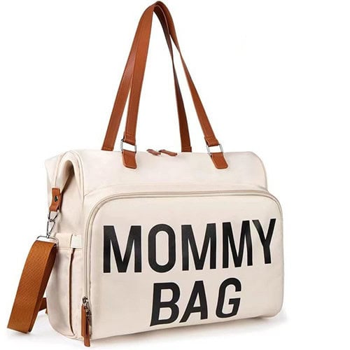 Beige Oxford Tote Diaper Bag with Cart hook manufacturer Professional diaper bag supplier