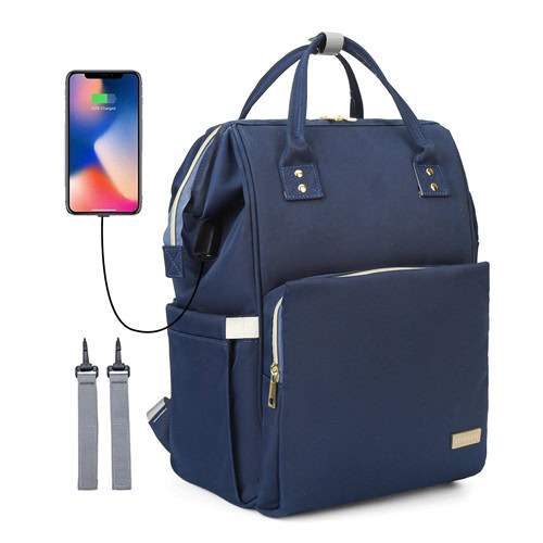 LEQUEEN Waterproof USB Diaper Bag Backpack – Maternity Organizer With Stroller Hooks